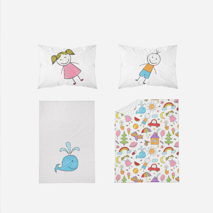 Little Blessings Doodle Bedsheet & Two Pillowcases Only