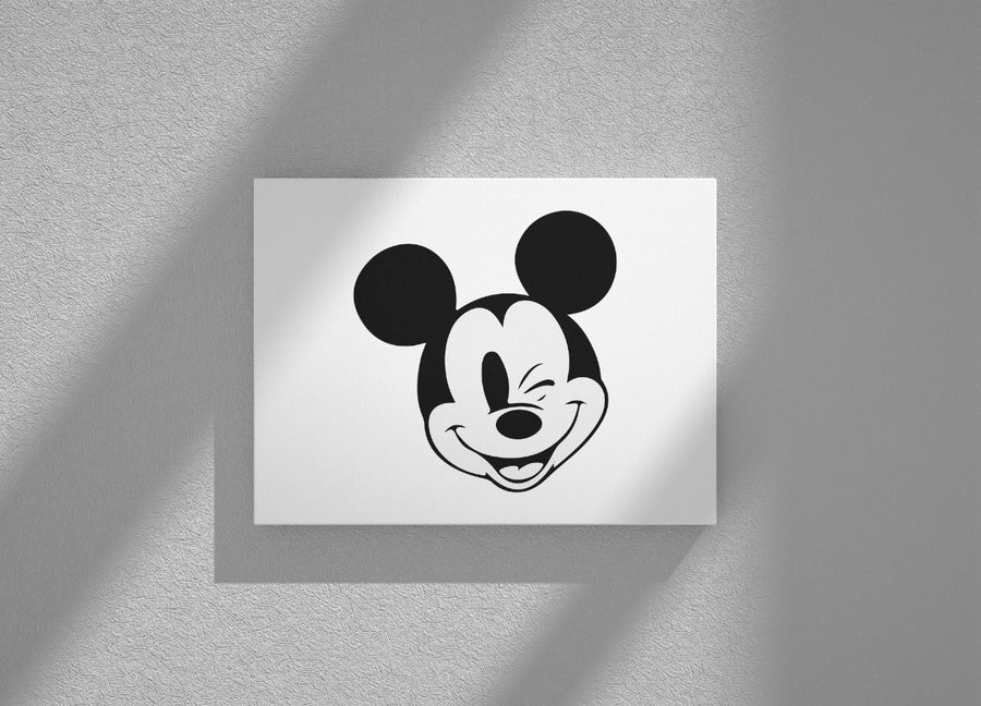 Little Blessings Vintage Black & White Mickey Mouse Canvas (Winking Mouse)