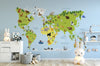 World Map & Animals Wallpaper