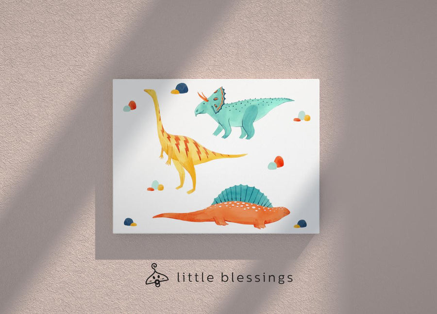 Watercolour Dinosaurs Canvas (Walking Dinosaur)