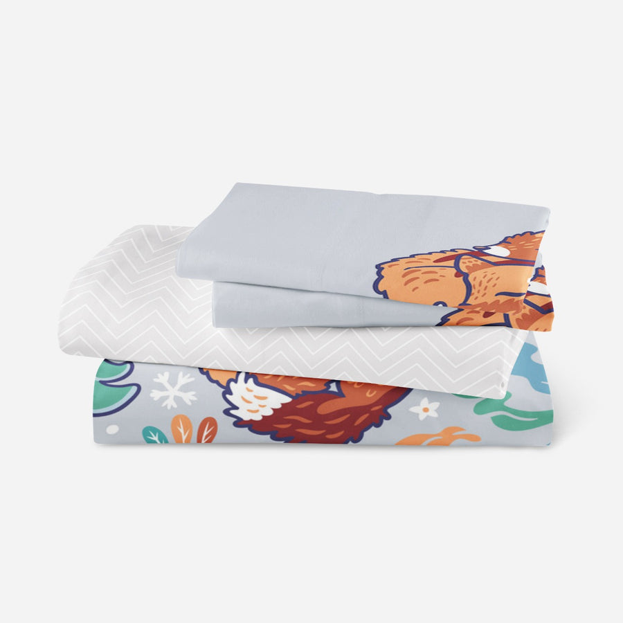 Winter Animals Bedsheet Two Pillowcases Only